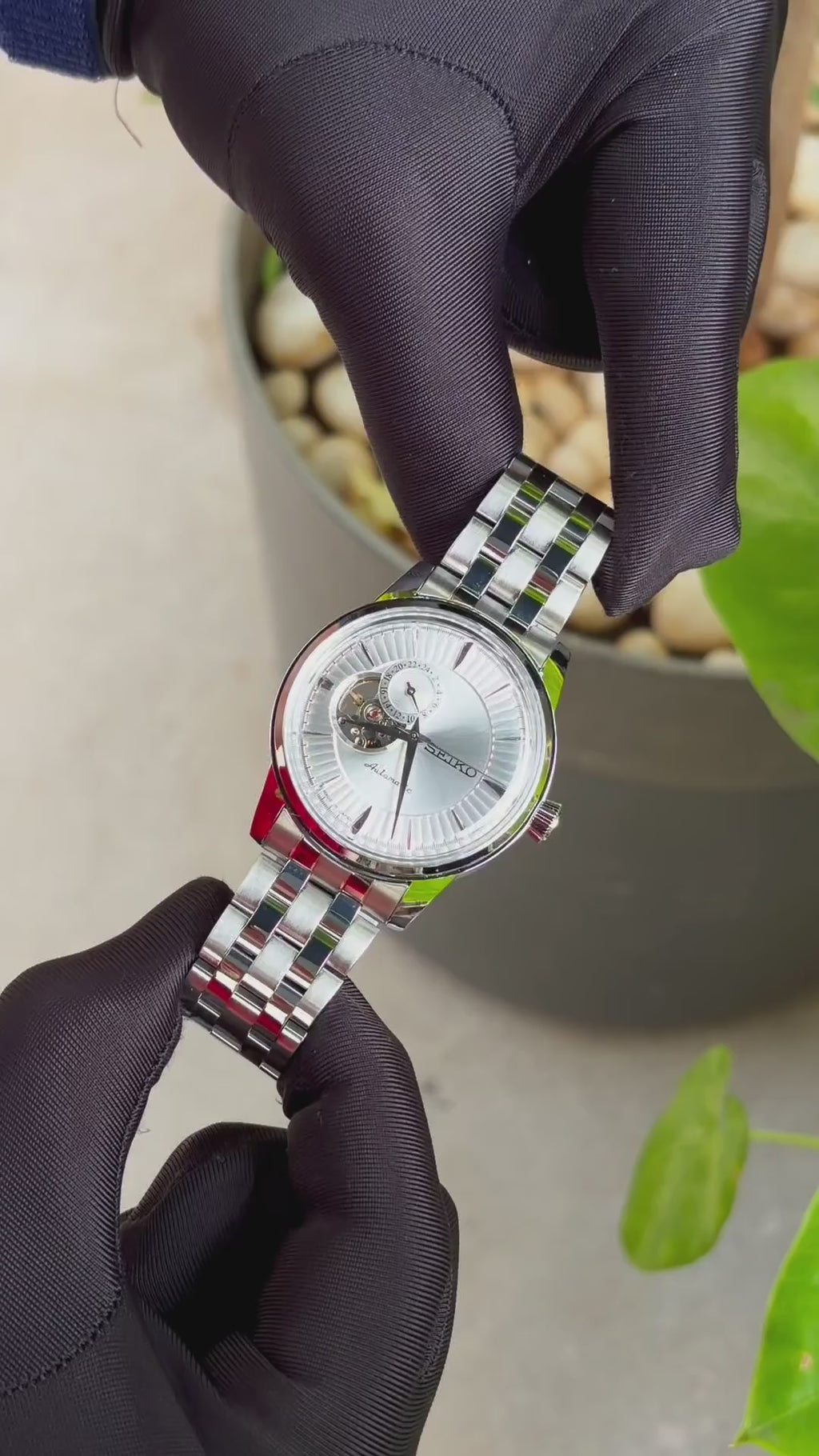 SEIKO PRESAGE COCKTAIL TIME OPEN HEART AUTOMATIC SILVER WHITE