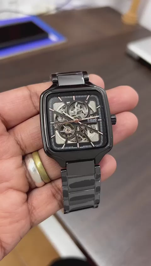 RADO TRUE SQUARE AUTOMATIC CERAMIC BLACK SILVER WITH *({FULL KIT})*