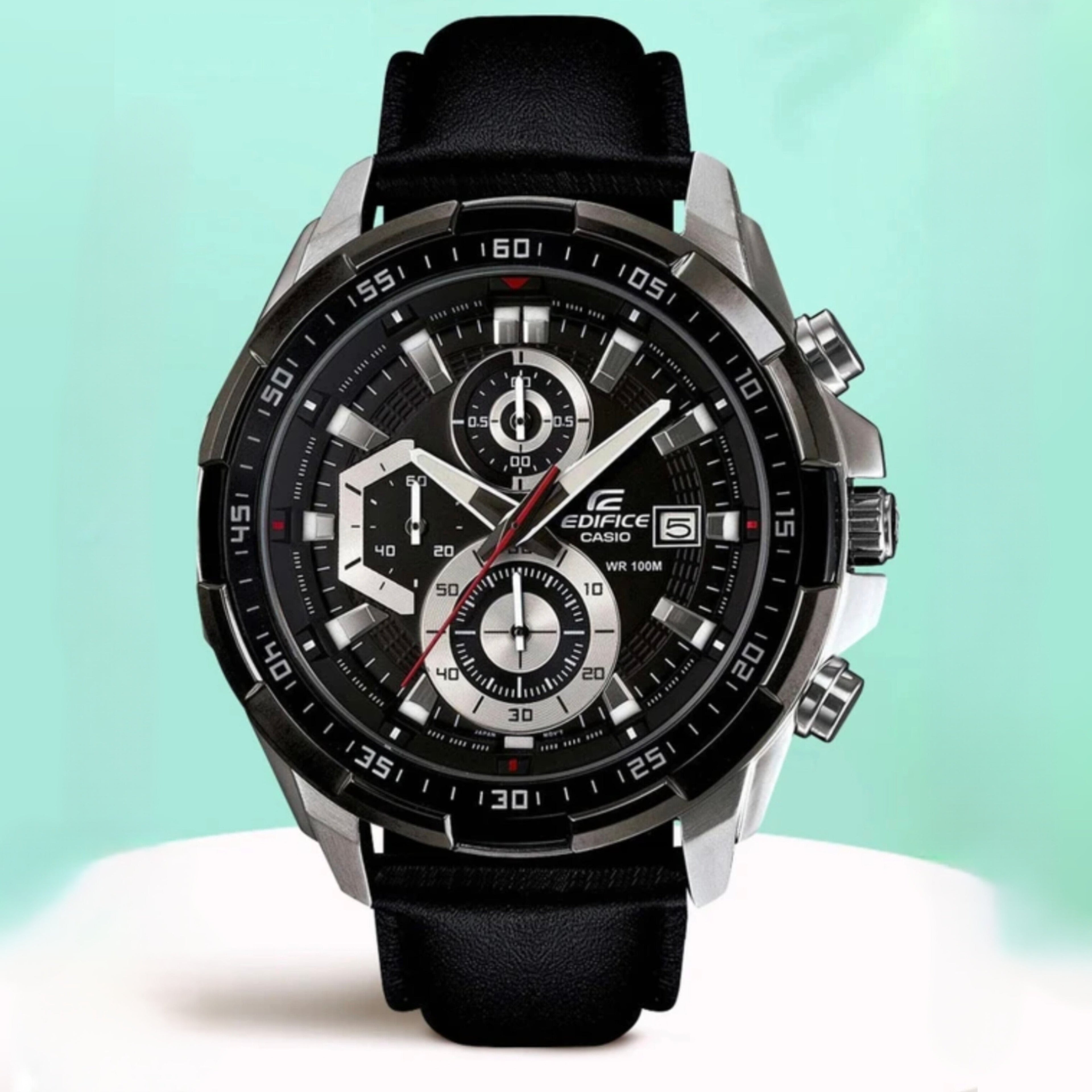 EDIFICE CASIO CHRONOGRAPH WATCH (LEATHER BELT)