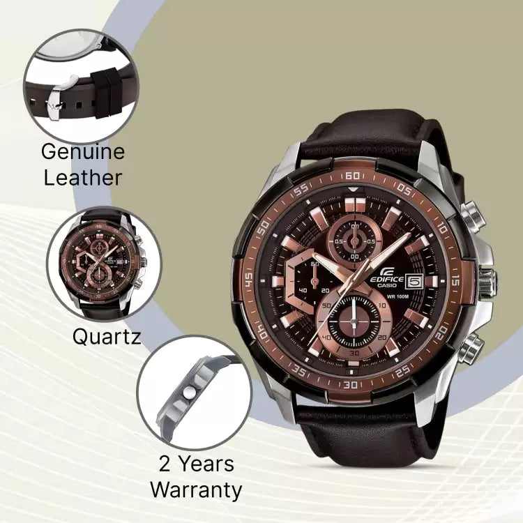 EDIFICE CASIO CHRONOGRAPH WATCH (LEATHER BELT)
