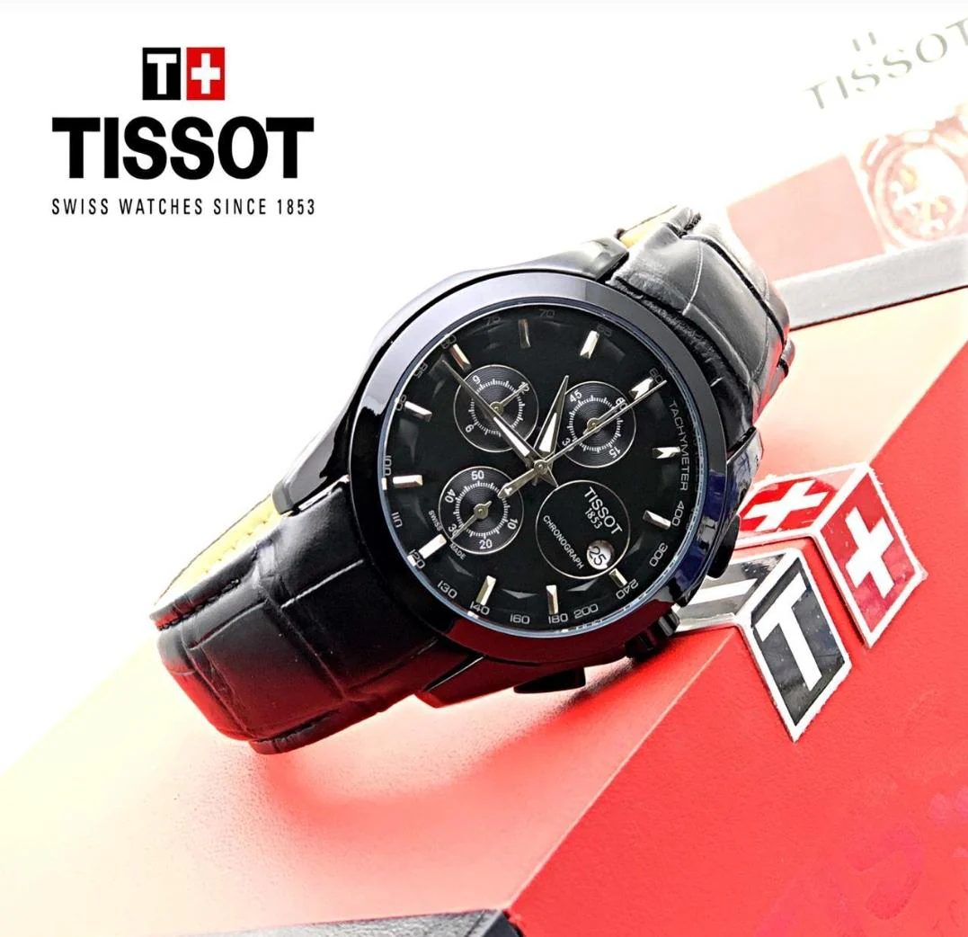 TISSOT 1853 CHRONOGRAPH LEATHER BELT (FULL BLACK)