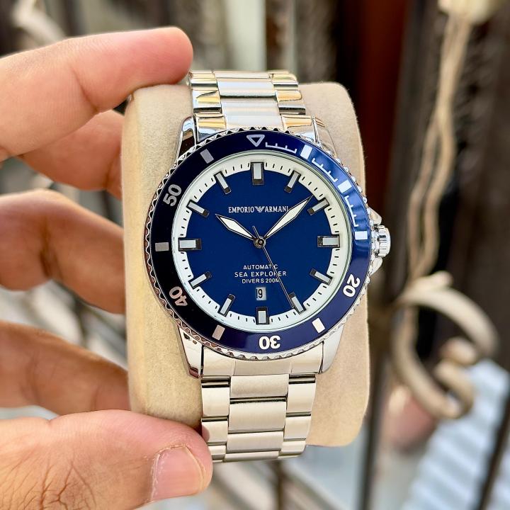EMPORIO ARMANI SEA EXPLORER SILVER BLUE