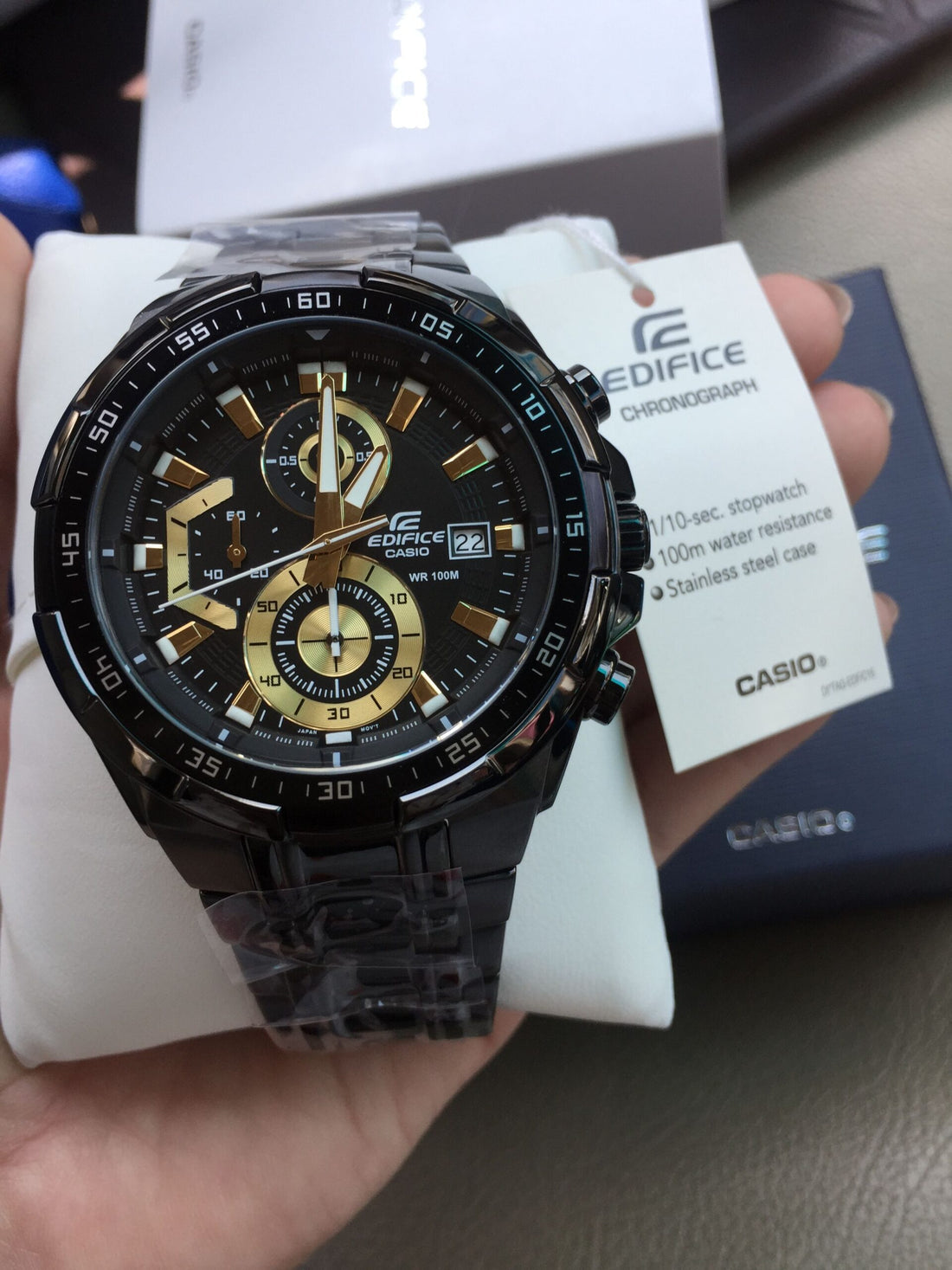 EDIFICE CASIO CHRONOGRAPH WATCH (BLACK GOLD)
