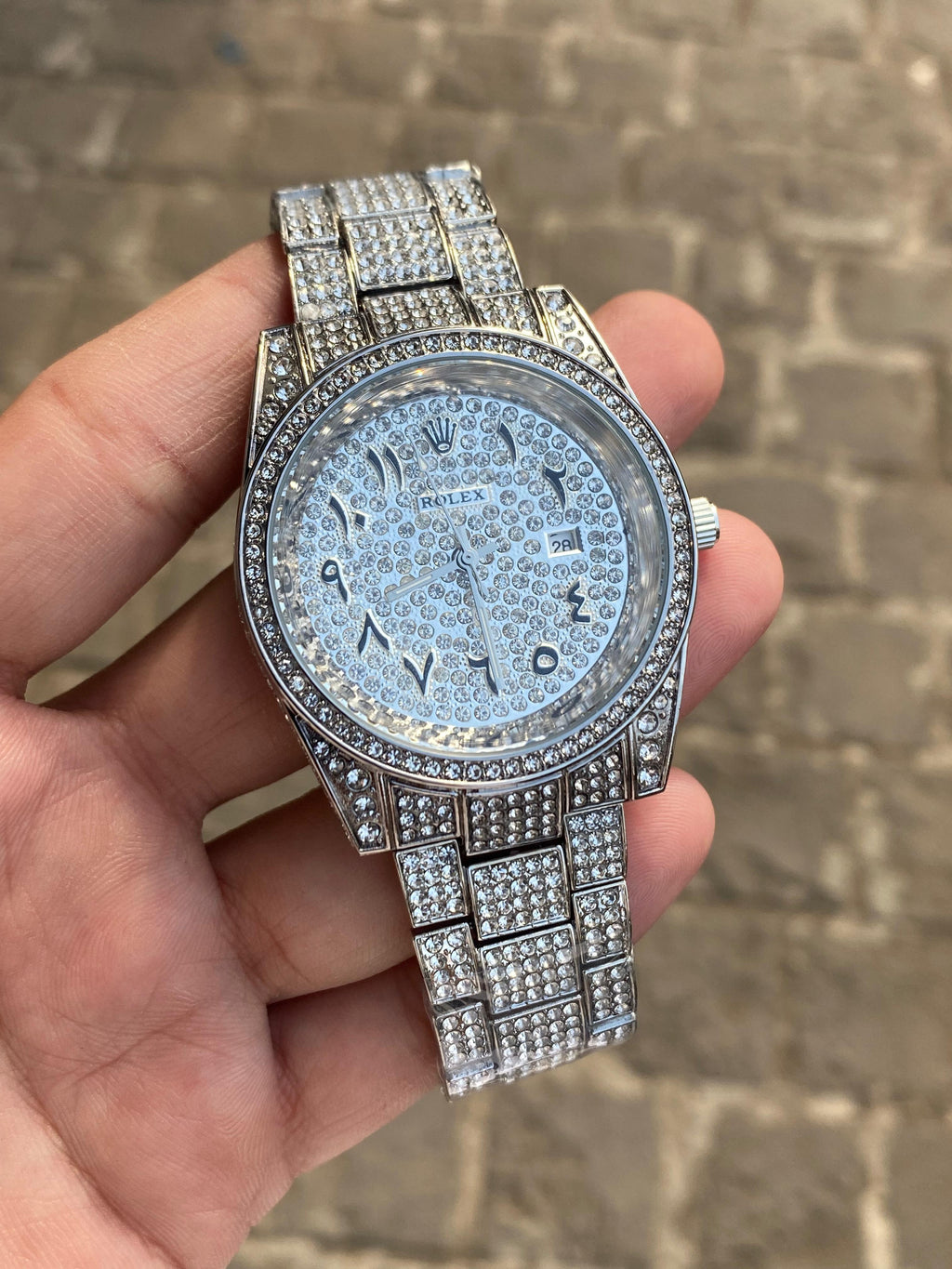ROLEX ARABIC DIAMOND SILVER