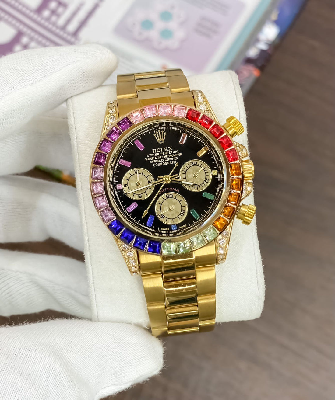 ROLEX RAINBOW CHRONOGRAPH WATCH (GOLD)