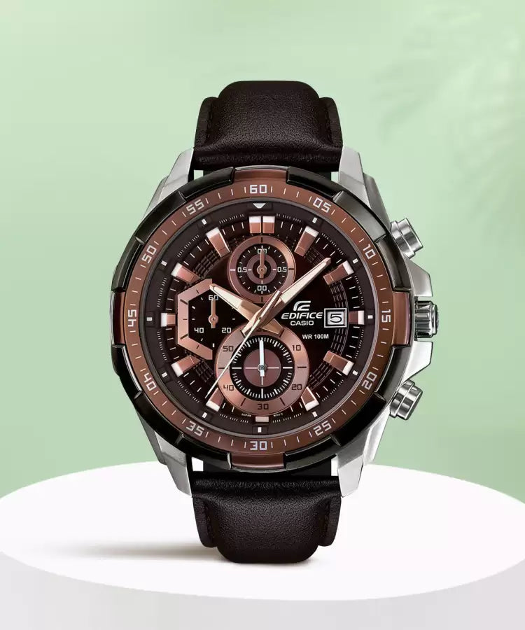 EDIFICE CASIO CHRONOGRAPH WATCH (LEATHER BELT)