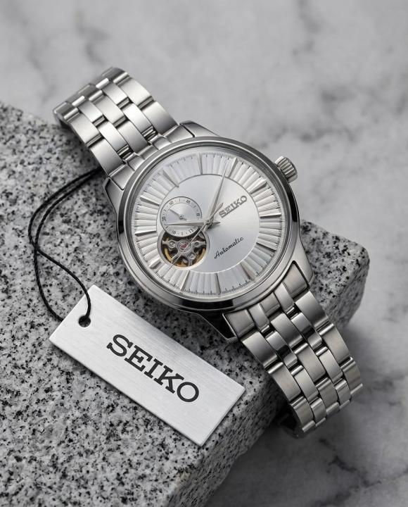 SEIKO PRESAGE COCKTAIL TIME OPEN HEART AUTOMATIC SILVER WHITE