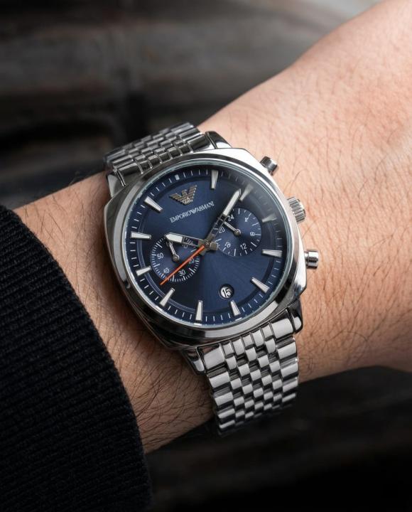 EMPORIO ARMANI CARLO CHRONOGRAPH SILVER BLUE WATCH AR11725