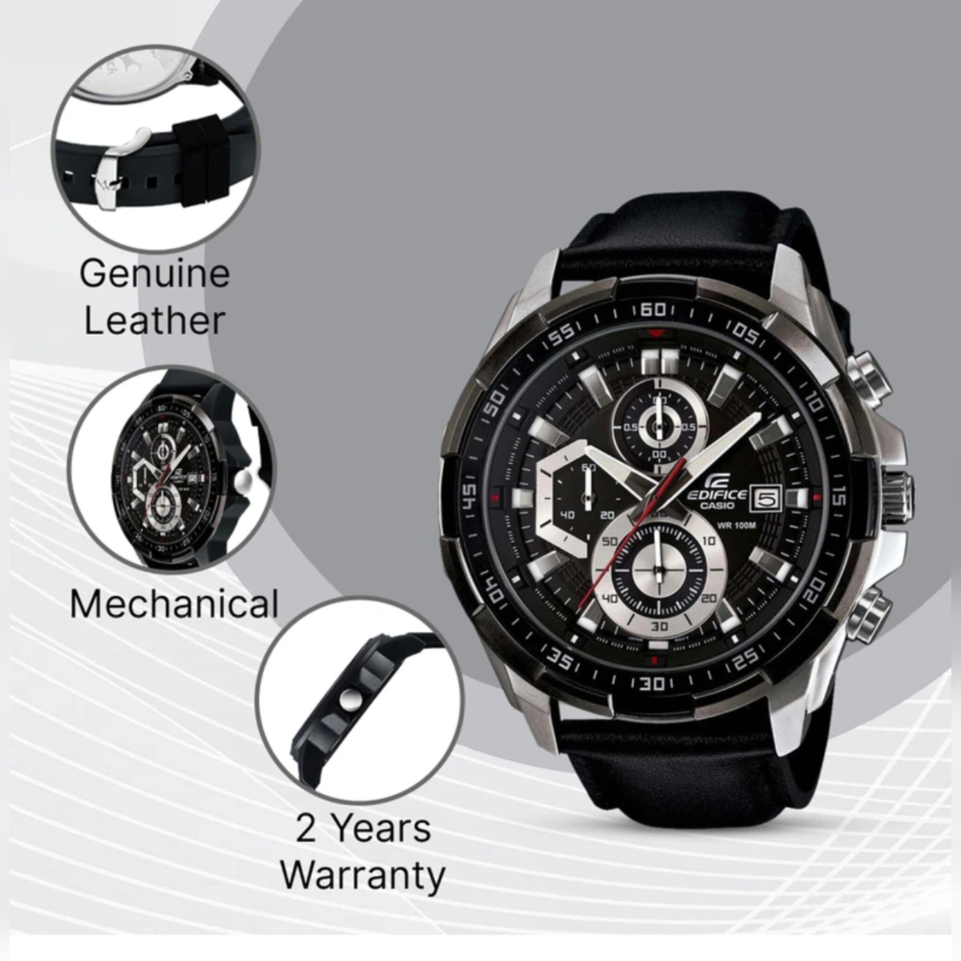EDIFICE CASIO CHRONOGRAPH WATCH (LEATHER BELT)