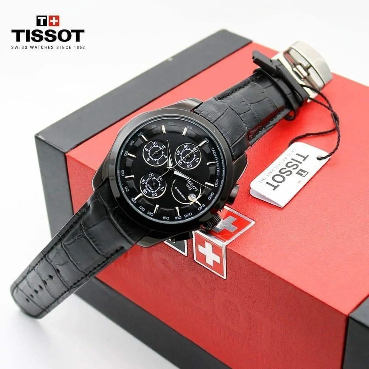 TISSOT 1853 CHRONOGRAPH LEATHER BELT (FULL BLACK)