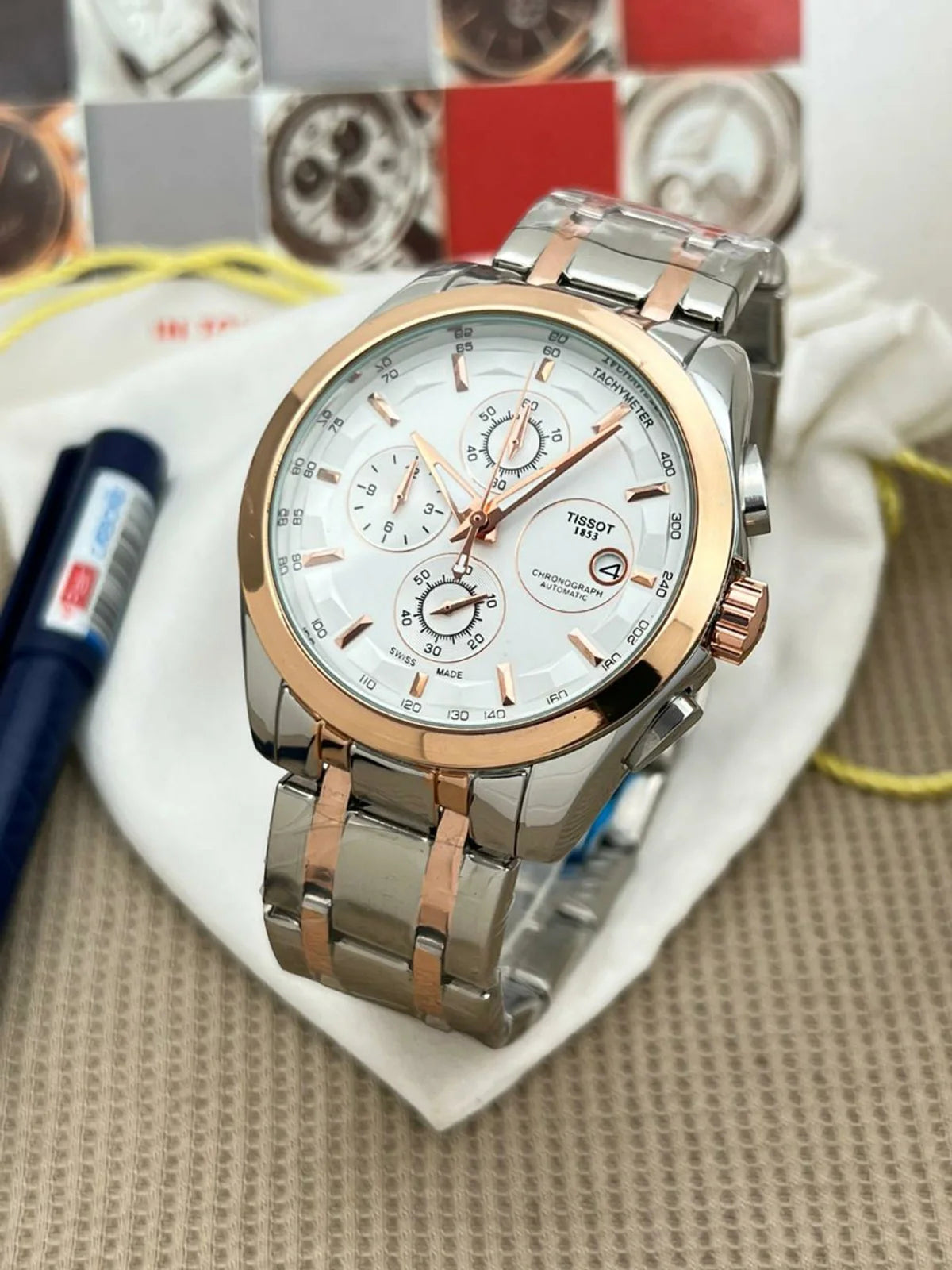 TISSOT 1853 CHRONOGRAPH WATCH (DUAL TONE WHITE)