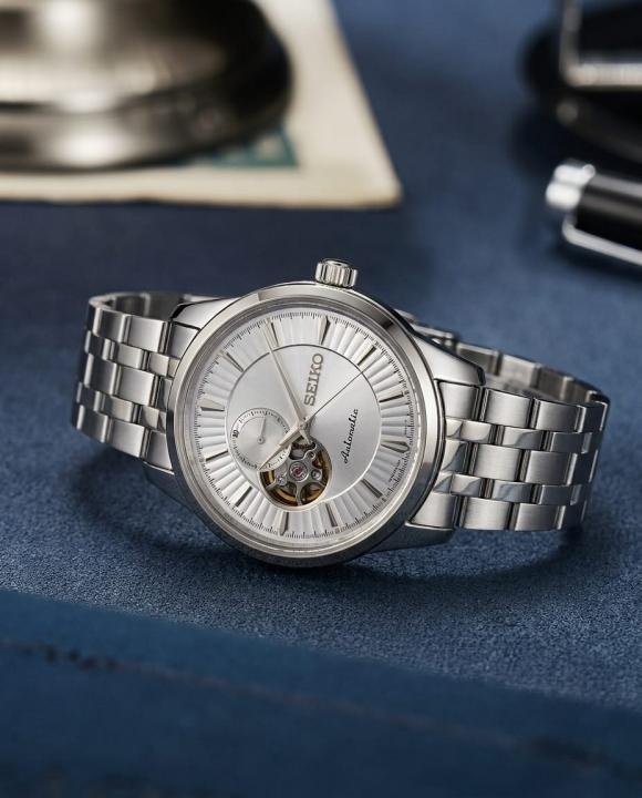 SEIKO PRESAGE COCKTAIL TIME OPEN HEART AUTOMATIC SILVER WHITE