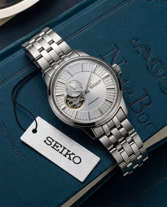 SEIKO PRESAGE COCKTAIL TIME OPEN HEART AUTOMATIC SILVER WHITE