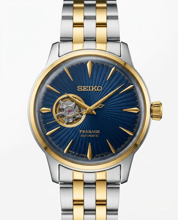 SEIKO PRESAGE TWO TONE GOLD BLUE DAIL