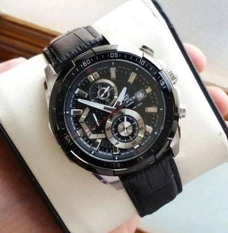 EDIFICE CASIO CHRONOGRAPH WATCH (LEATHER BELT)
