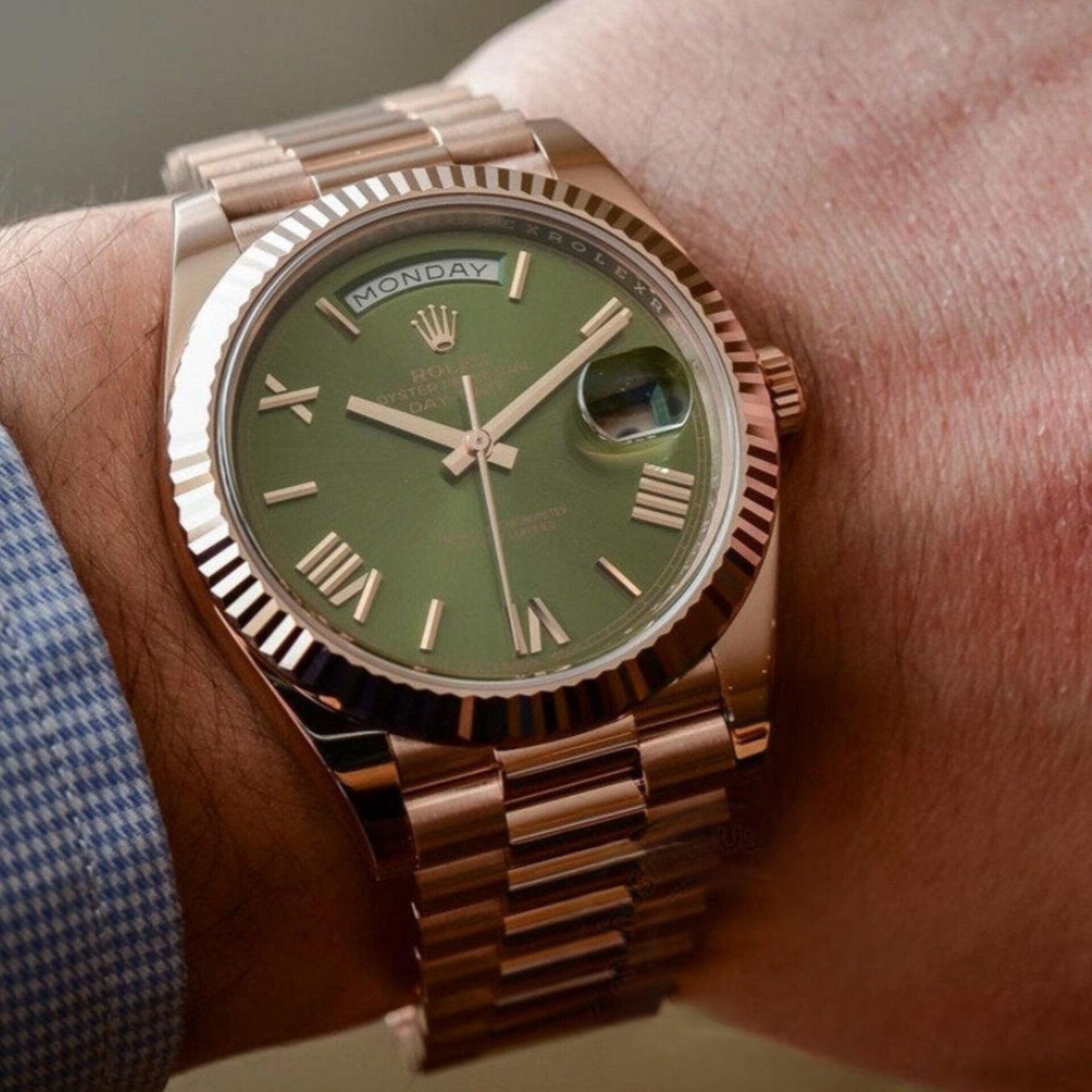 ROLEX DAY DATE GREEN ROSE GOLD (CELL MODEL)