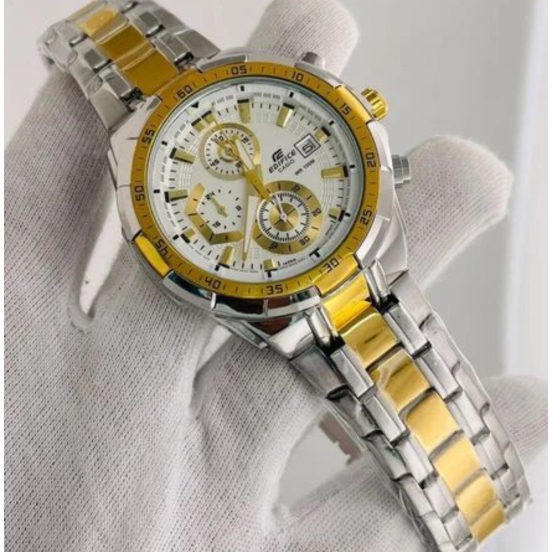 EDIFICE CASIO CHRONOGRAPH WATCH (SILVER GOLD)