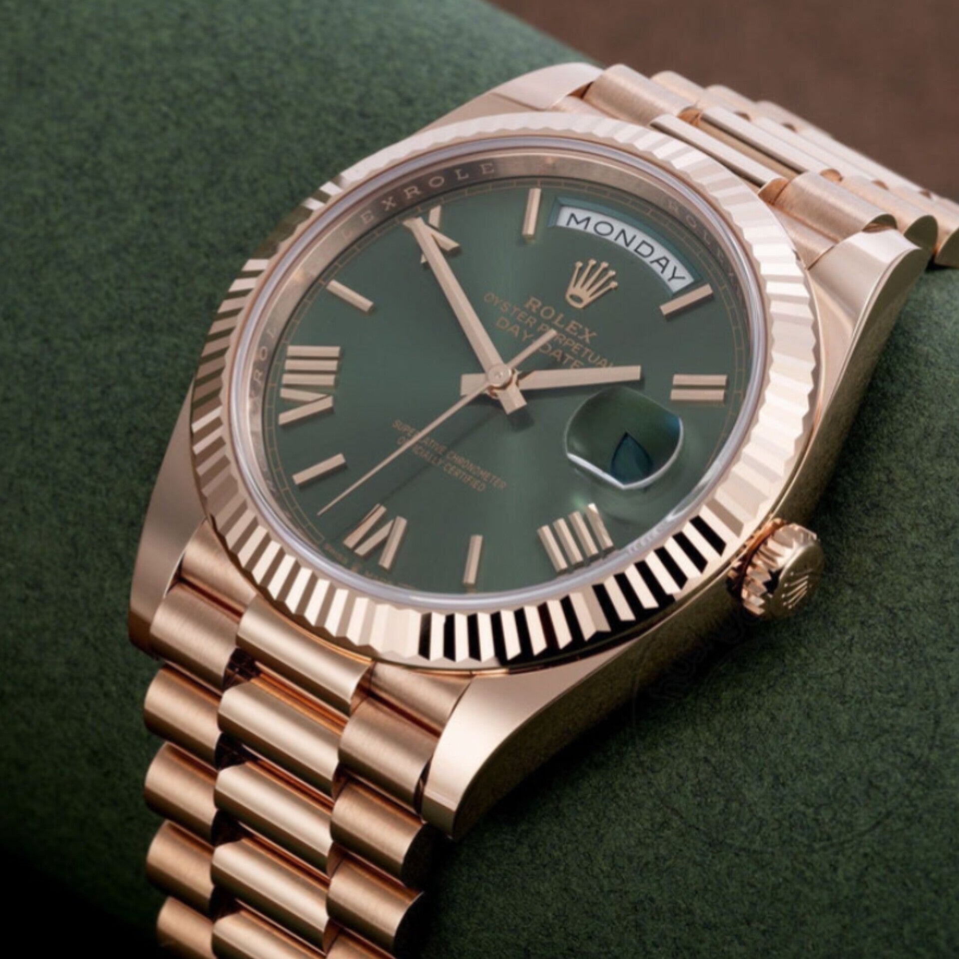 ROLEX DAY DATE GREEN ROSE GOLD (AUTOMATIC)